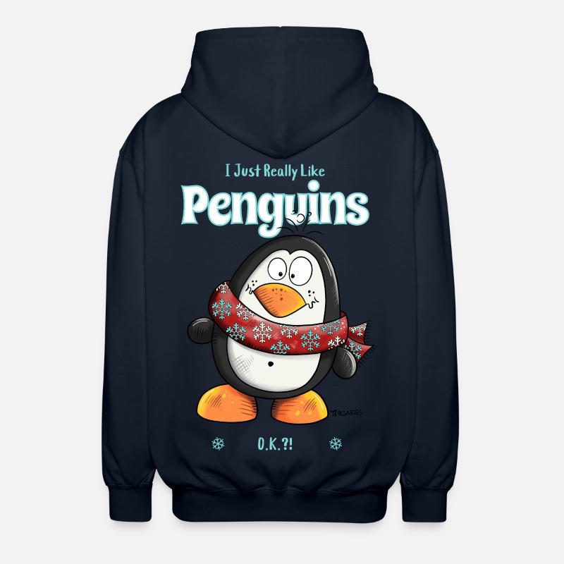 J’aime vraiment les pingouins Penguin Spruch - Veste à capuche unisexe - marine