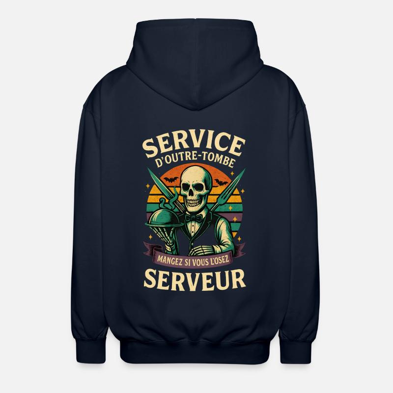 Restaurant Server - Halloween Skeleton - Unisex Hooded Jacket - navy