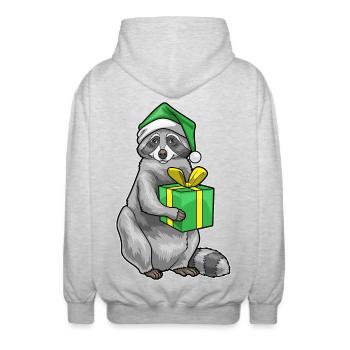 Forfait Noël raton laveur - Veste à capuche unisexe - gris clair chiné - Dos - AI Model Male 185 light (185cm)