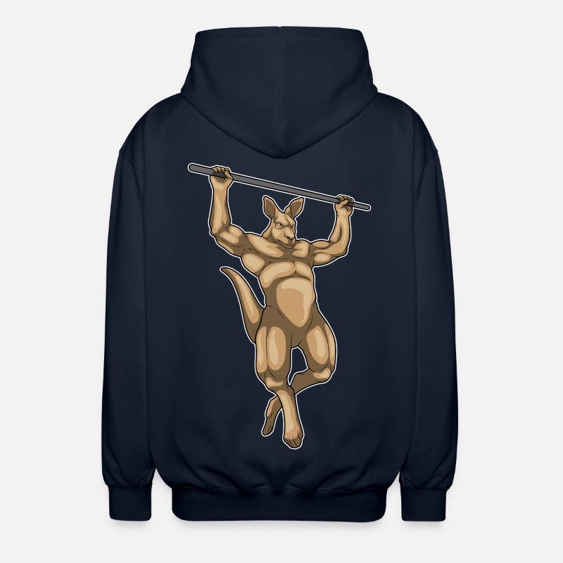 Kangaroo Bodybuilder Pull-Ups Bodybuilding - Unisex Hooded Jacket - navy