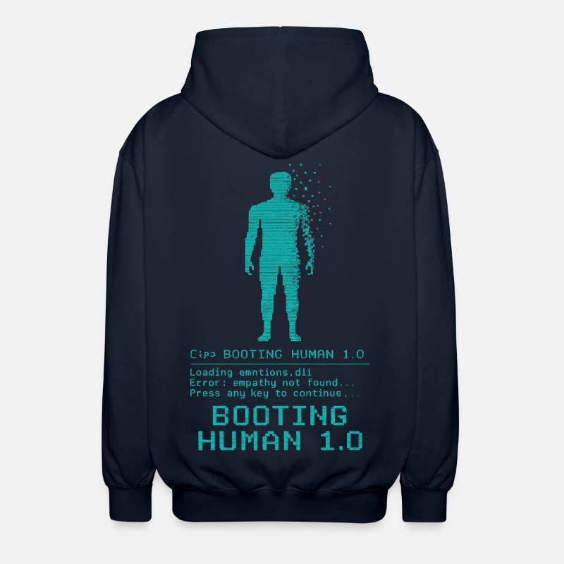 Booting Human 1.0 Empathy Error - Unisex Hooded Jacket - navy