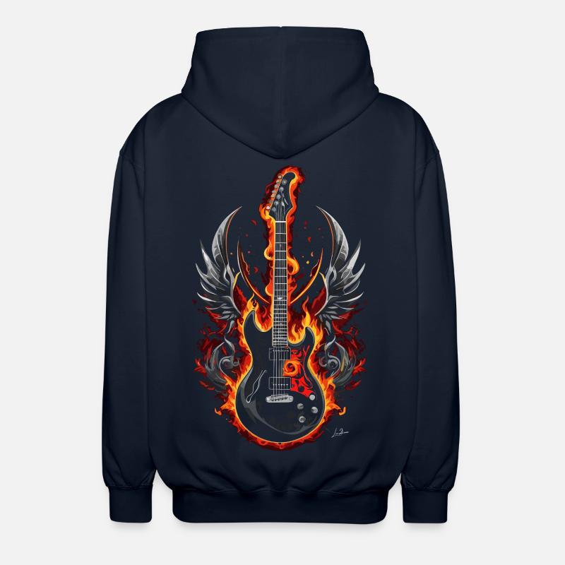 Fire Winged Gitarre - Unisex Kapuzenjacke - Navy