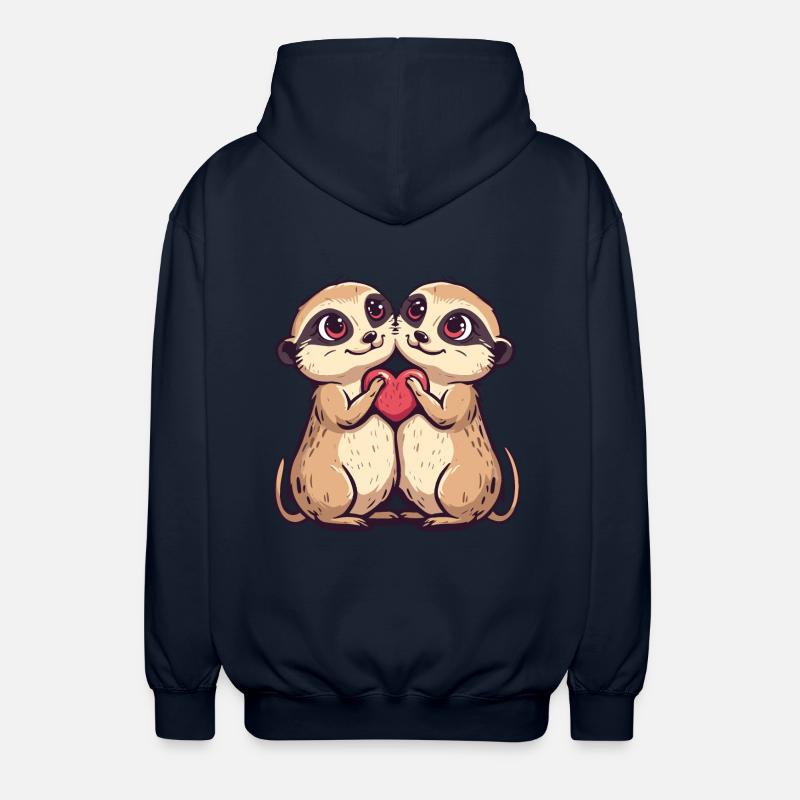 Couple de suricates amour Saint-Valentin - Veste à capuche unisexe - marine
