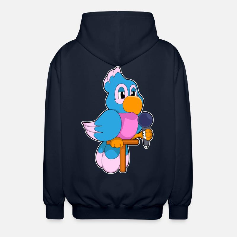 Parrot Singer Microphone - Unisex Hooded Jacket - navy