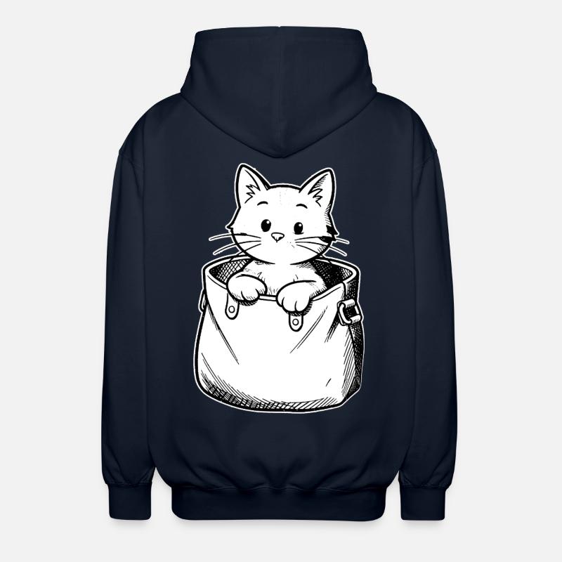 Kätzchen im Beutel Illustration - Unisex Kapuzenjacke - Navy