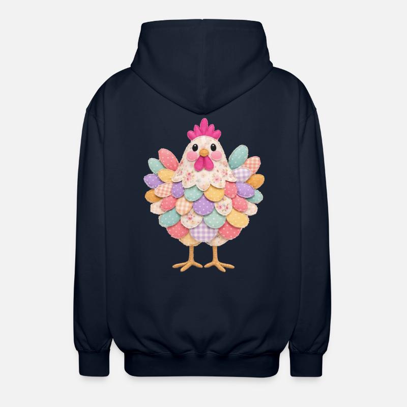 Niedlicher Patchwork-Hennen-Rustikal-Stil - Unisex Kapuzenjacke - Navy