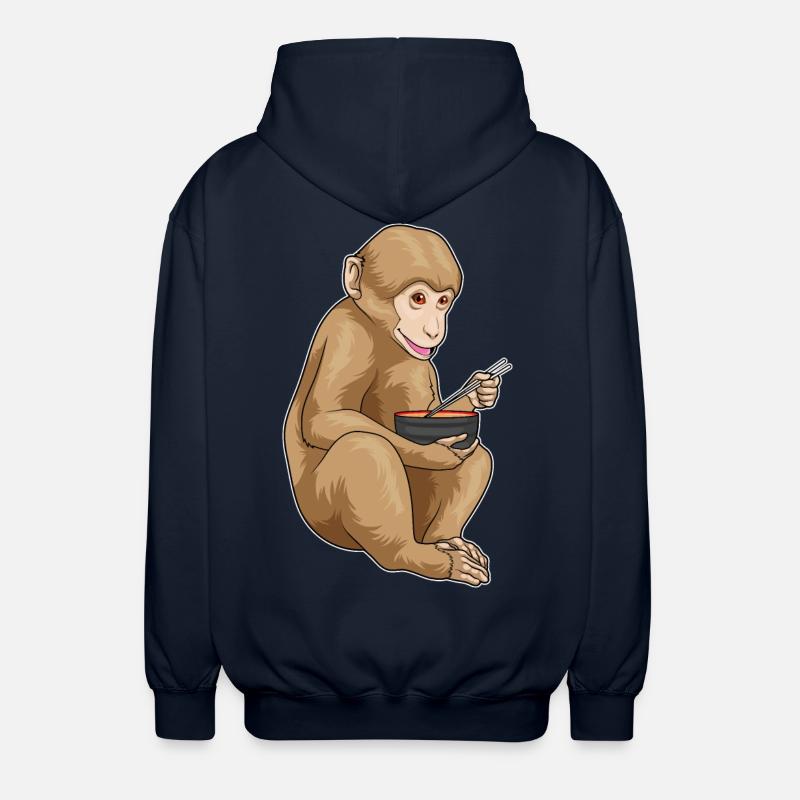 Monkey Ramen Bowl - Unisex Hooded Jacket - navy