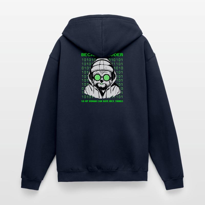 Became a Coder – Hacker Dog Binary Look Unisex Hooded Jacket