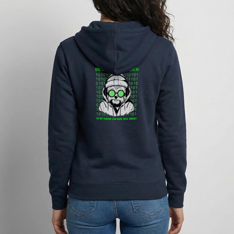Became a Coder – Hacker Dog Binary Look Unisex Hooded Jacket