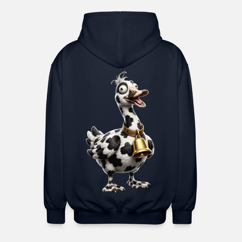 Funny Mixed Goose Cow Pattern - Unisex Hooded Jacket - navy