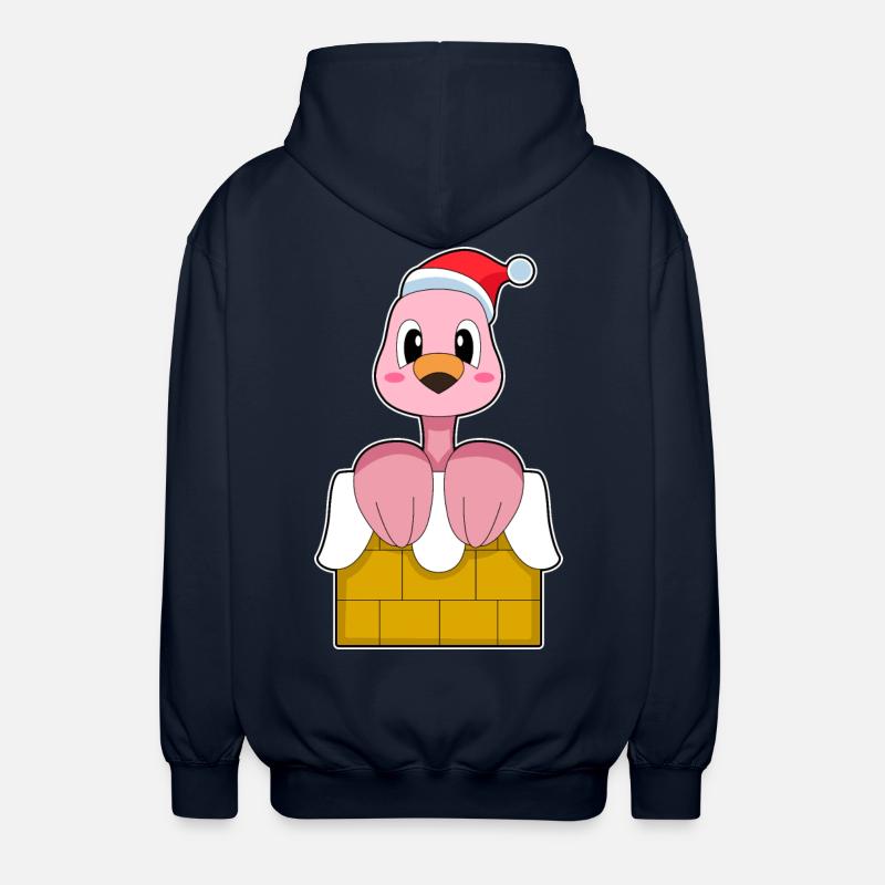 Flamingo Christmas Stone Wall - Unisex Hooded Jacket - navy