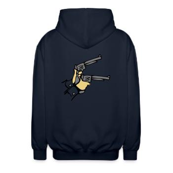 Waffen Pistolen hände dell - Unisex Kapuzenjacke - Navy - Hinten - AI Model Male 185 light (185cm)