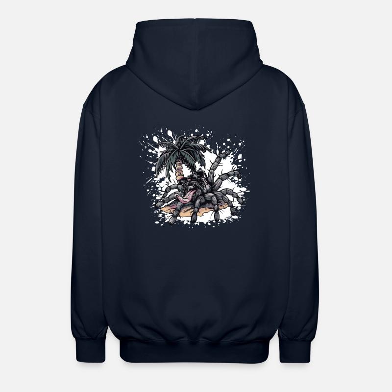Tarantula Island Palm Tree - Unisex Hooded Jacket - navy