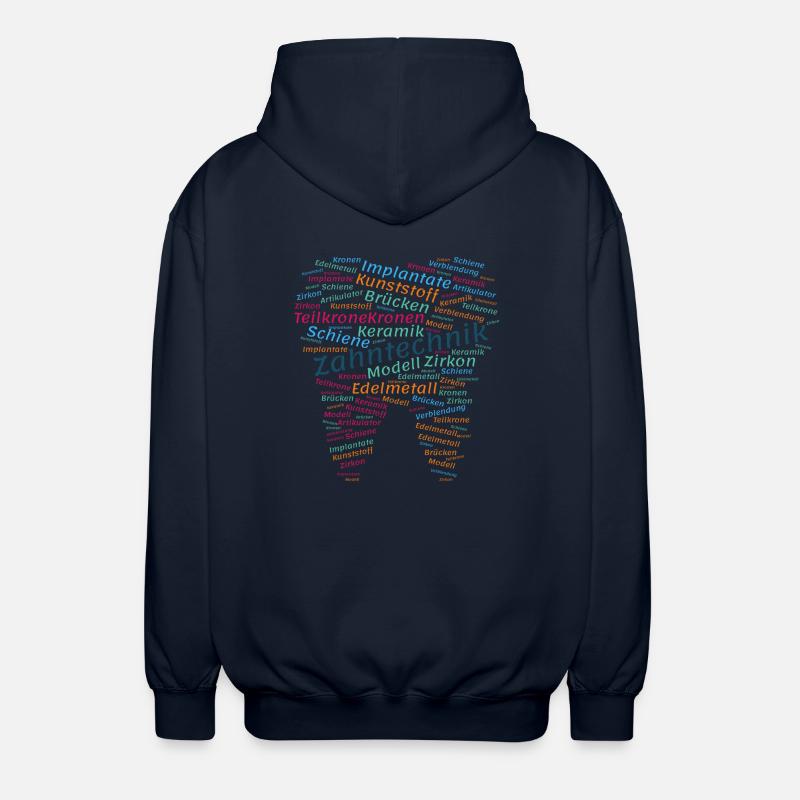 Zahntechnik Wordcloud bunt - Unisex Kapuzenjacke - Navy