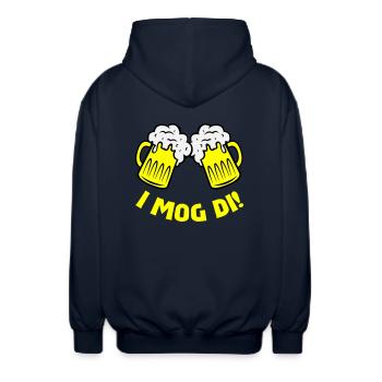 beer i mog di - Unisex Hooded Jacket - navy - Back - AI Model Male 185 light (185cm)