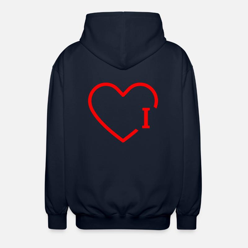 Buchstabe I Rotes Herz - Unisex Kapuzenjacke - Navy