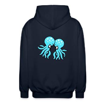 2 Oktopus Freunde Zwei kämpfende Feinde Rivalen - Unisex Kapuzenjacke - Navy - Hinten - AI Model Male 185 light (185cm)