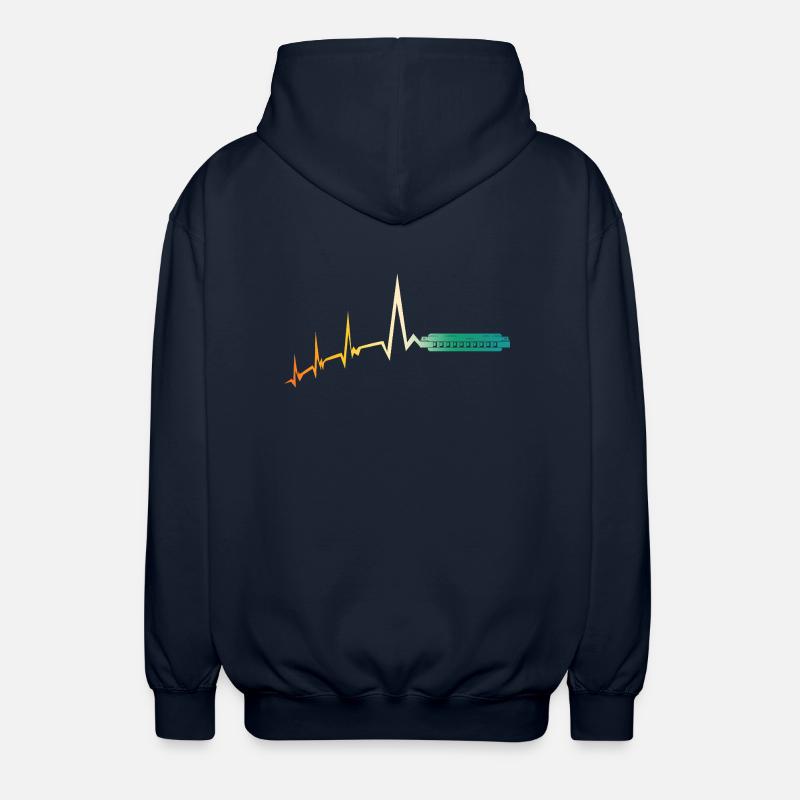 Harmonica Heartbeat Harmonica - Unisex Hooded Jacket - navy