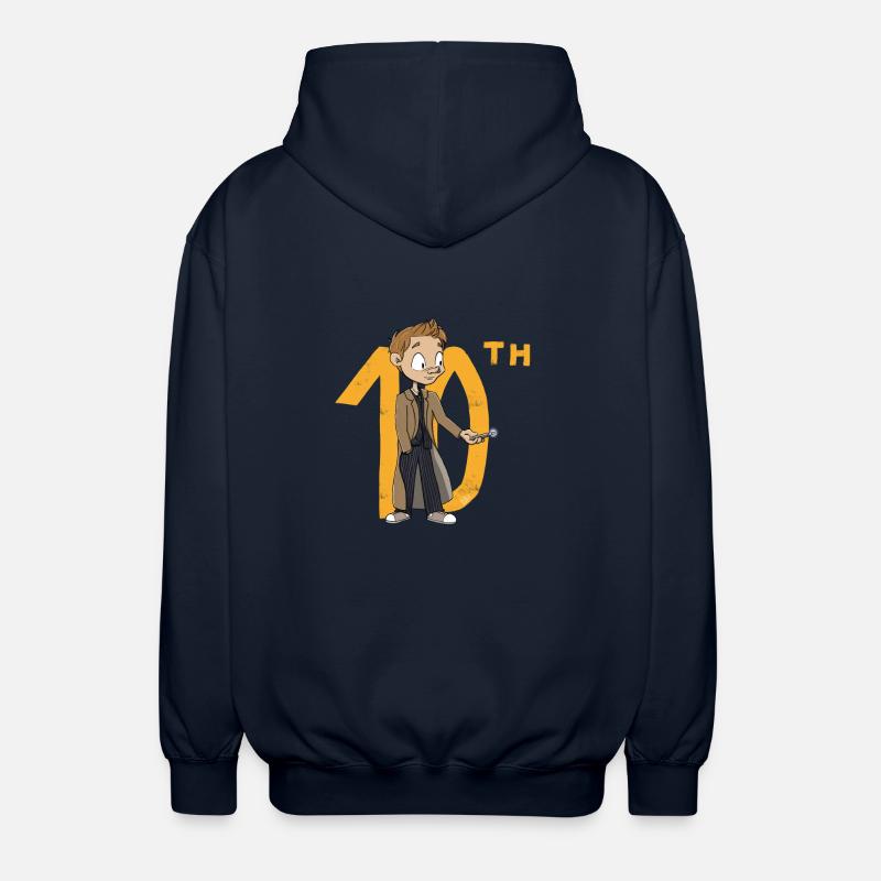 Der 10. Doktor, Chibi-Version - Unisex Kapuzenjacke - Navy