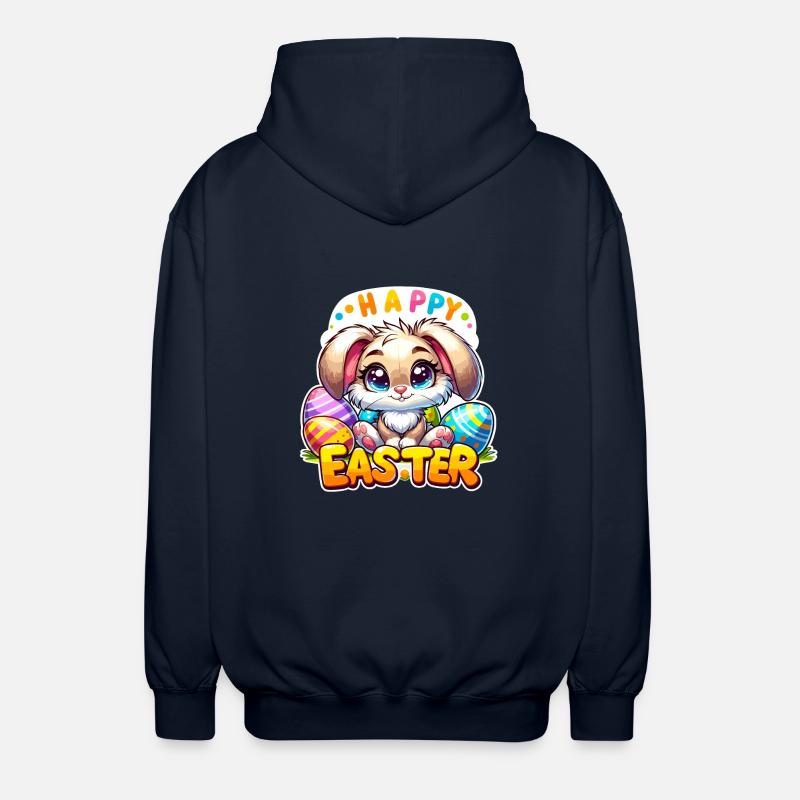 Happy Easter - Easter Bunny Illustration - Unisex Hooded Jacket - navy