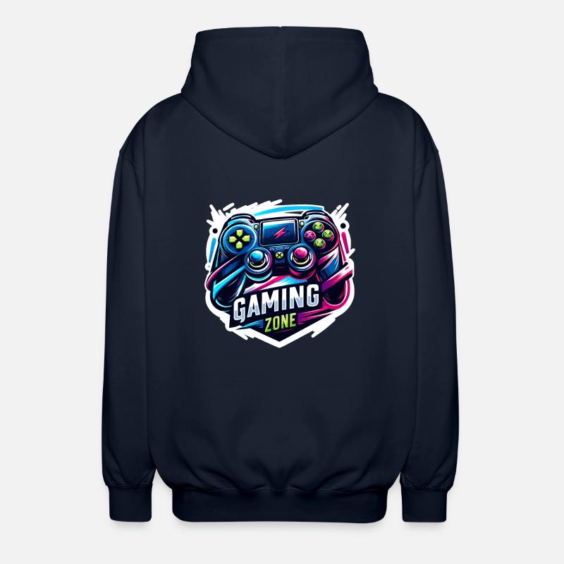 Gaming Zone - Controller Illustration - Unisex Hooded Jacket - navy