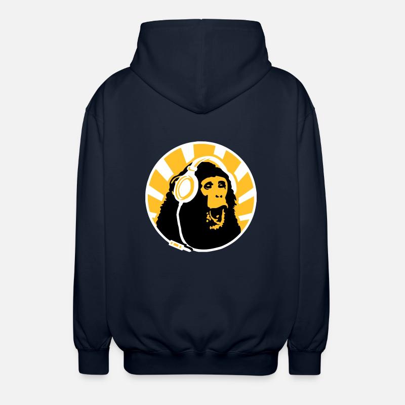 Monkey with Headphones - Unisex Hooded Jacket - navy