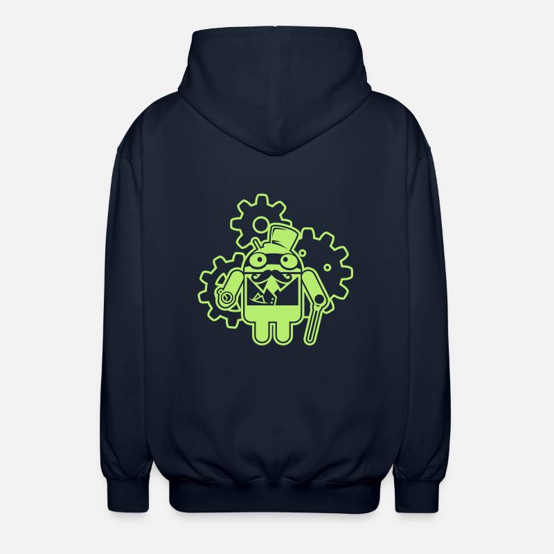 steampunkandroid_mono_light - Unisex Hooded Jacket - navy