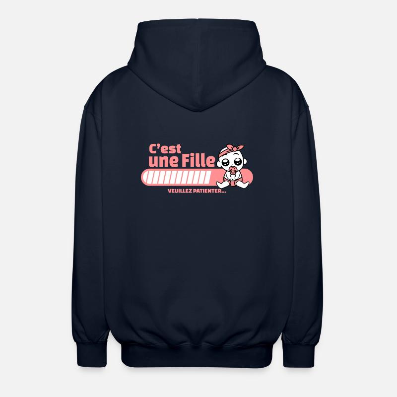 annonce grossesse - c'est une fille - Veste à capuche unisexe - marine