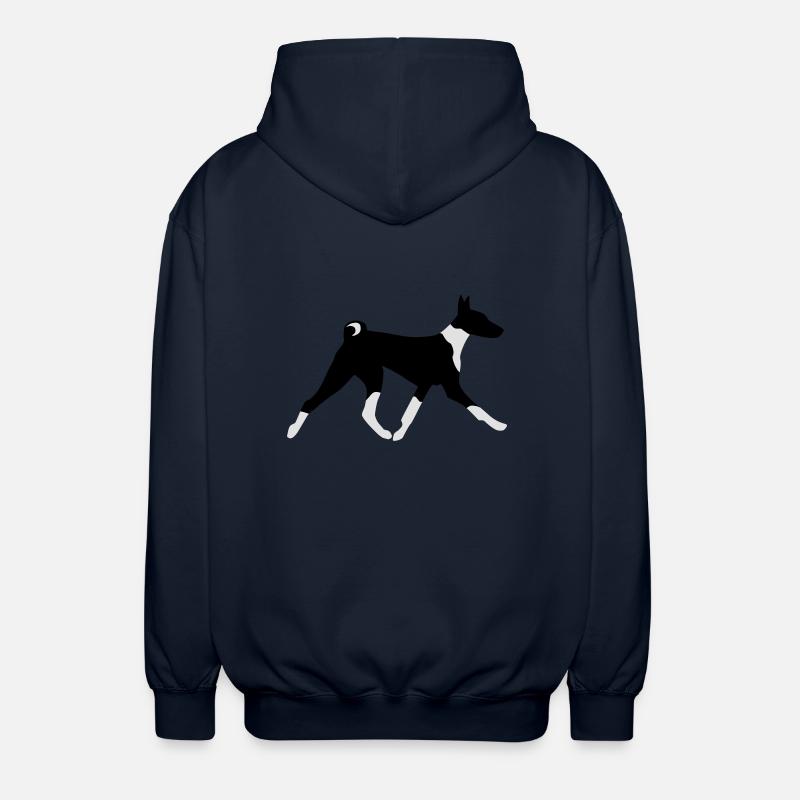 Running Basenji - Unisex Hooded Jacket - navy