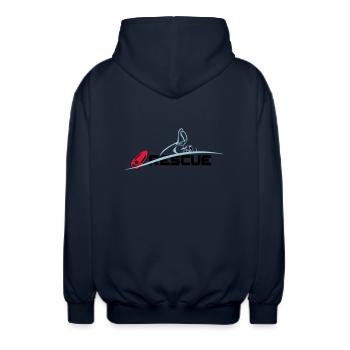 Rettungsschwimmer - Unisex Kapuzenjacke - Navy - Hinten - AI Model Male 185 light (185cm)