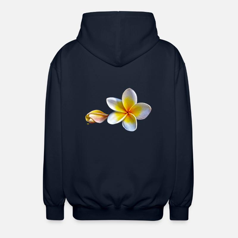 Weisse plumeria oder Frangipani Blume - Unisex Kapuzenjacke - Navy