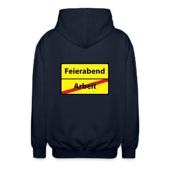 Arbeit Feierabend - Unisex Kapuzenjacke - Navy - Hinten - AI Model Male 185 light (185cm)
