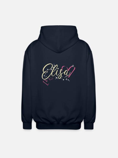 Elisa Cognome Nome Calligrafia Cuore - Felpa unisex con cappuccio - blu scuro