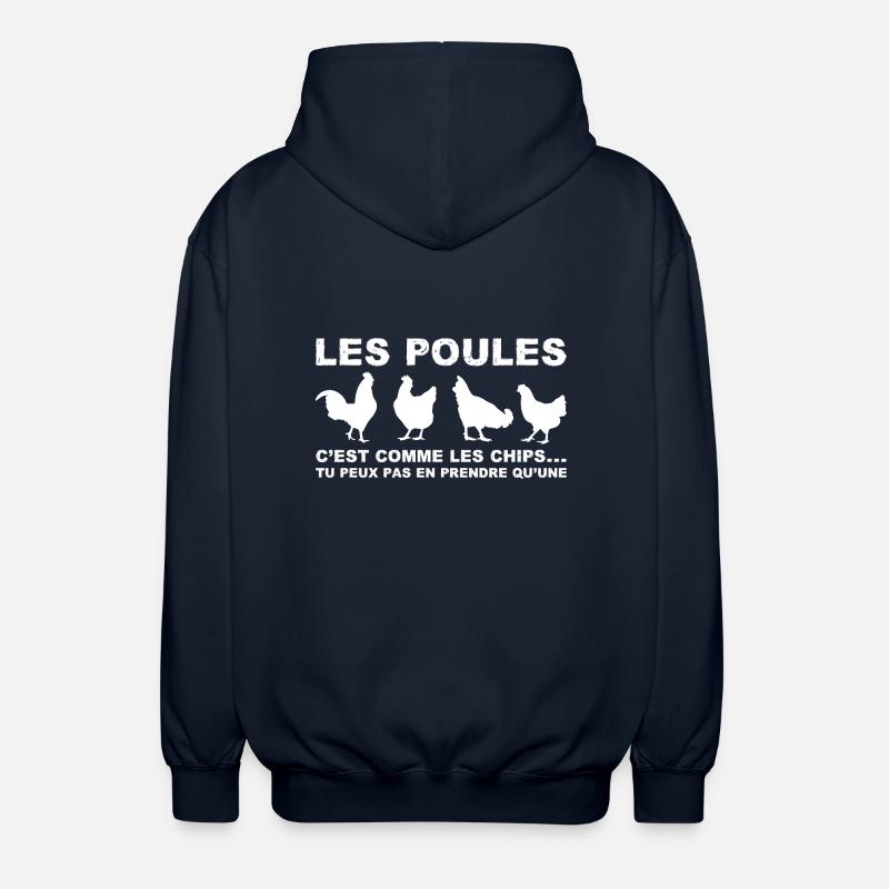 chickens are like chips - Unisex Hooded Jacket - navy