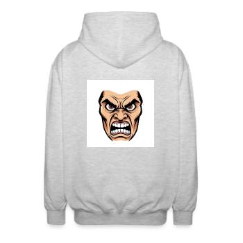 Die Essenz des Zorns: Eine explosive Grafik - Unisex Kapuzenjacke - Hellgrau meliert - Hinten - AI Model Male 185 light (185cm)