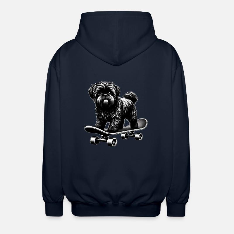 Skateboarder caniche noir et blanc - Veste à capuche unisexe - marine