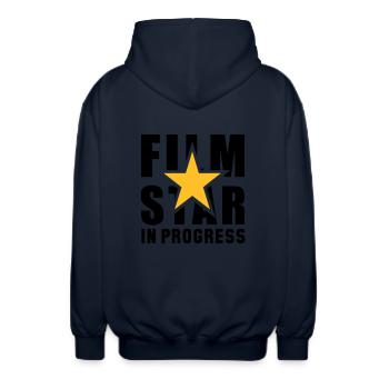 FILM STAR IN PROGRESS 2C - Unisex Hooded Jacket - navy - Back - AI Model Male 185 light (185cm)