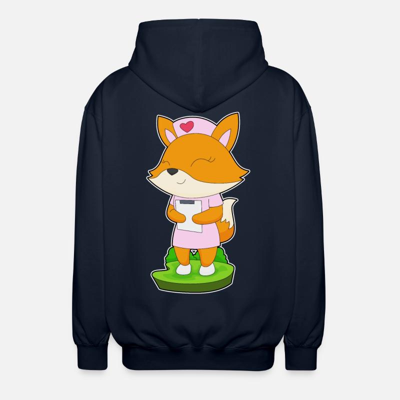 Fox Nurse Notepad - Unisex Hooded Jacket - navy