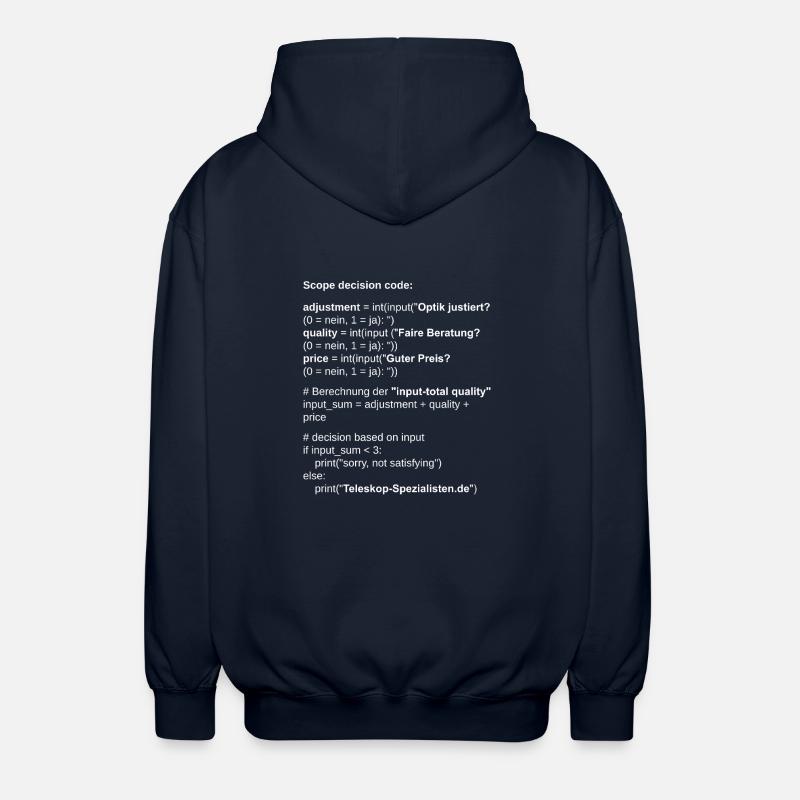 Astronomie Scope Decision Code Teleskop - Unisex Kapuzenjacke - Navy