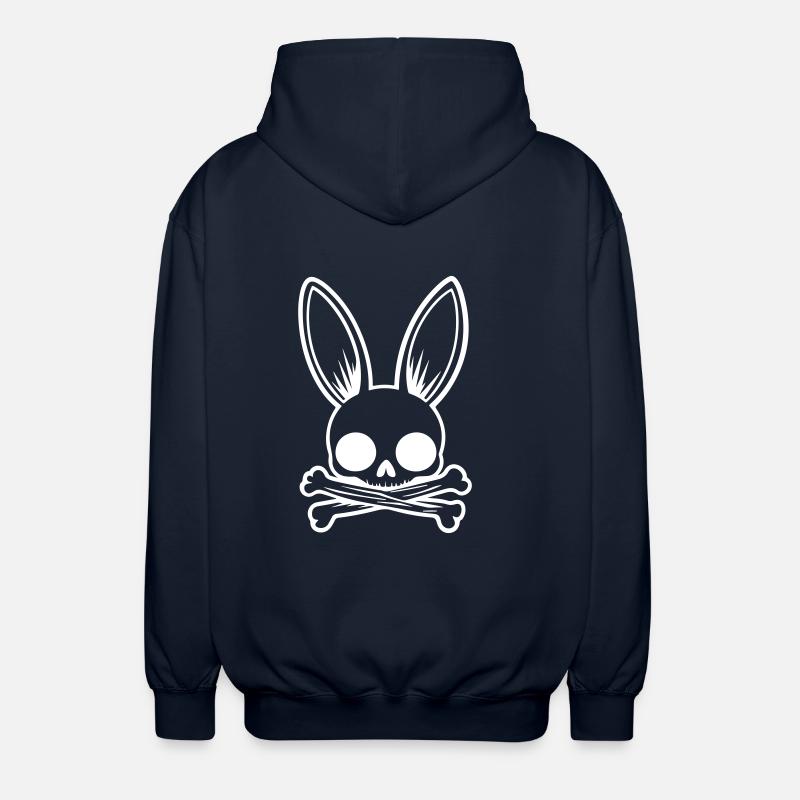 Bunny Funny Easter Skull - Unisex Hooded Jacket - navy