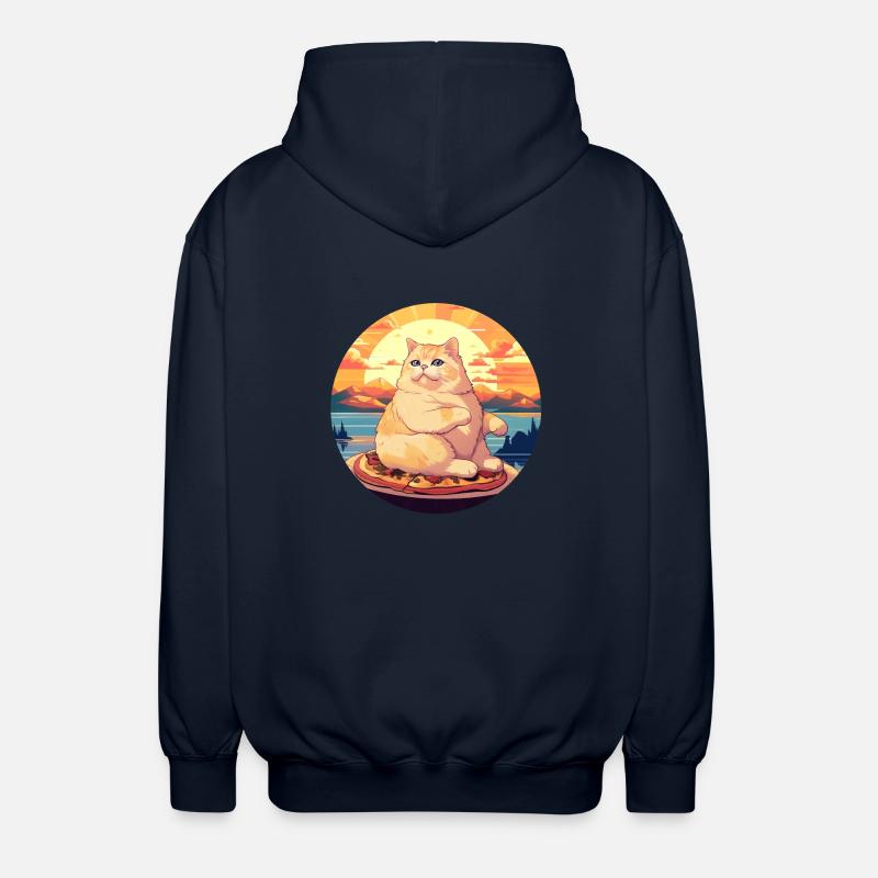 Sunset Feast : Chubby Cat Apprécie - Veste à capuche unisexe - marine