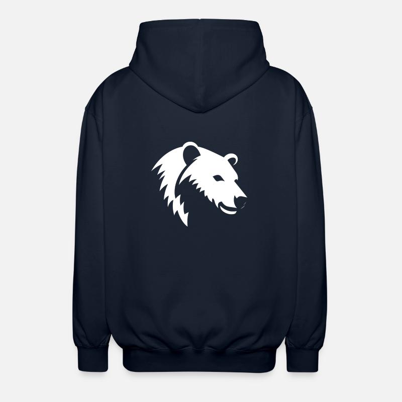 Bär Silhouette eines Eisbärkopfes - Unisex Kapuzenjacke - Navy