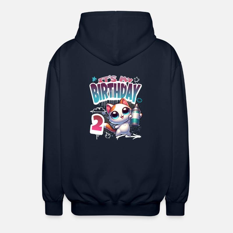 2ème anniversaire chat graffiti - Veste à capuche unisexe - marine