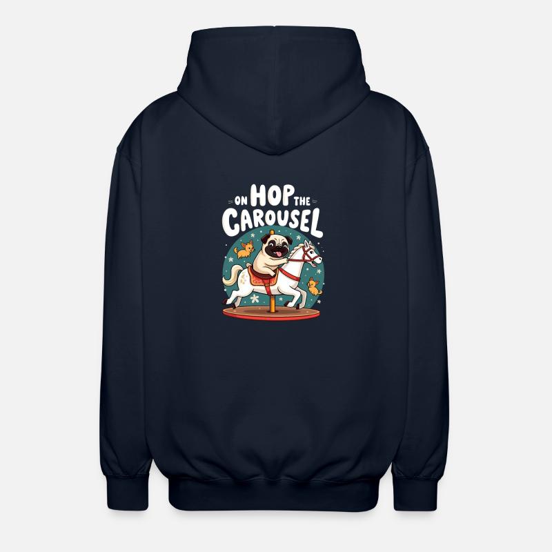 Mops Hundehalter Mops Liebe Karussell - Unisex Kapuzenjacke - Navy
