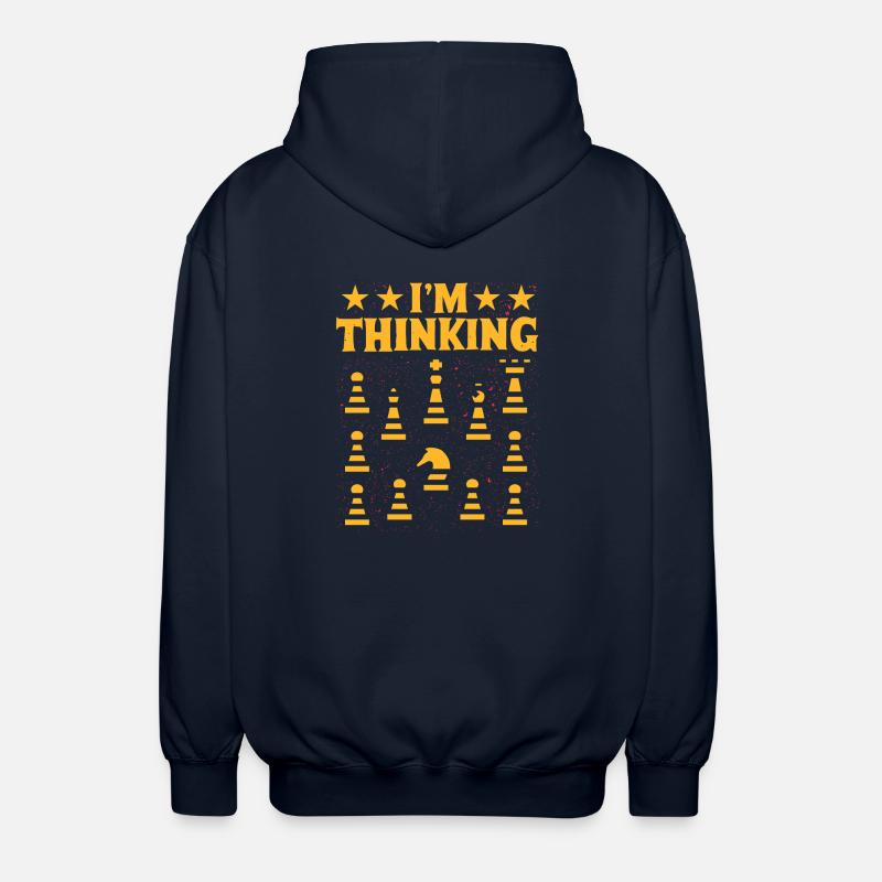 Ich denke, bitte warte Schach - Unisex Kapuzenjacke - Navy