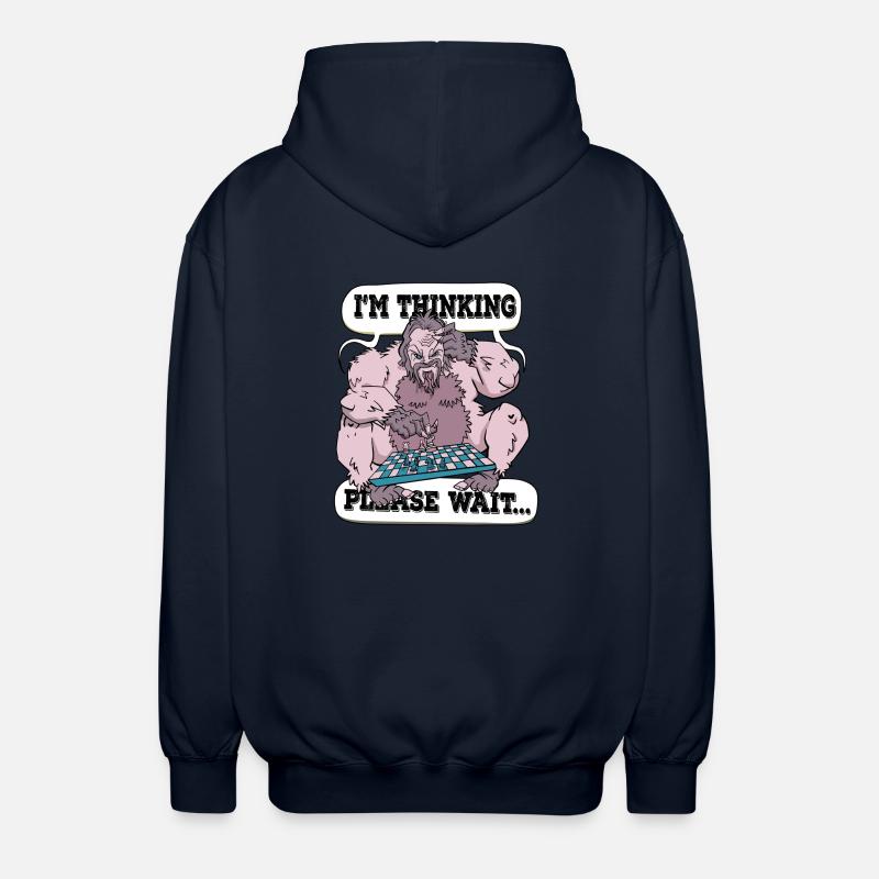 I'm thinking please wait Chess - Unisex Hooded Jacket - navy