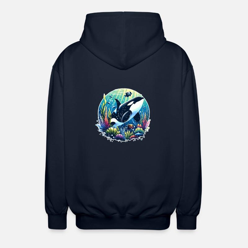 Orca Killer Whale - Unisex Hooded Jacket - navy