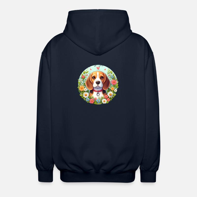 Fleurs de beagle - Veste à capuche unisexe - marine