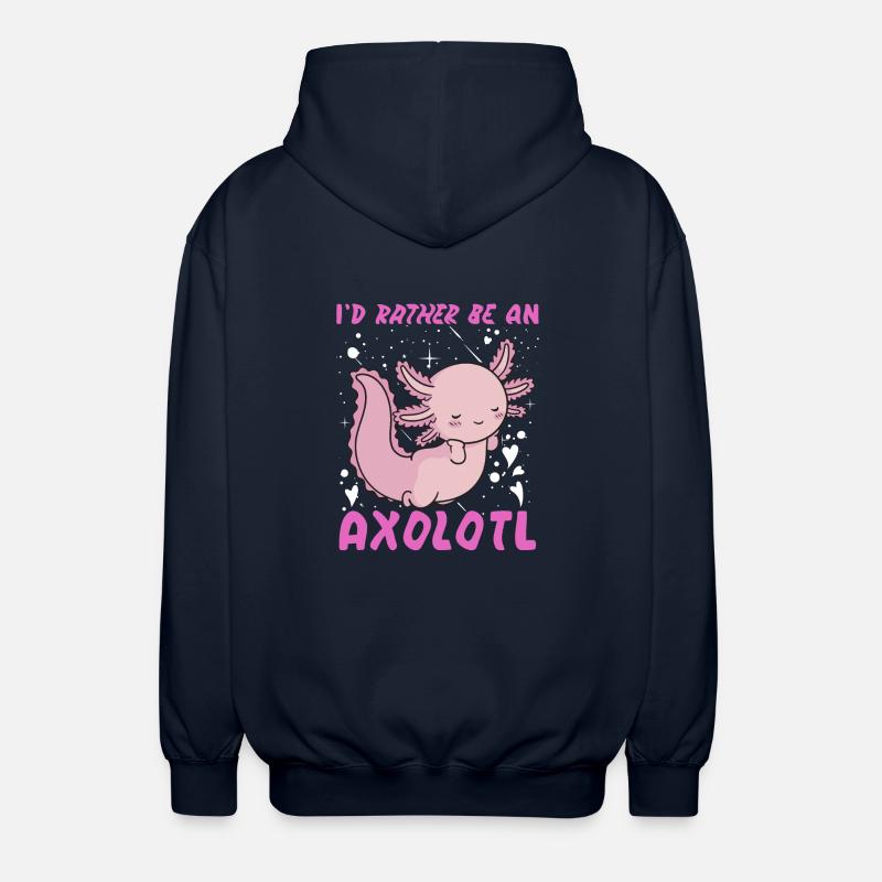 I'd rather be an Axolotl - Unisex Hooded Jacket - navy