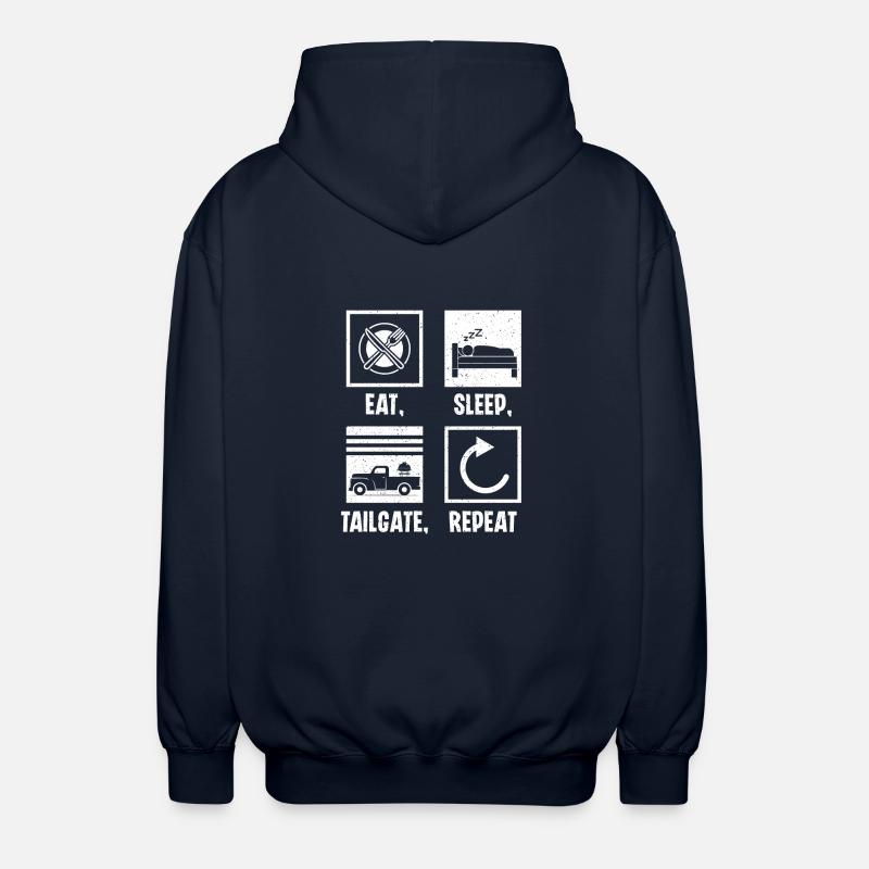 Eat Sleep Tailgate Repeat - Unisex Hooded Jacket - navy